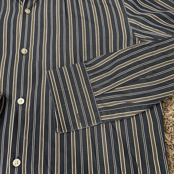 Hugo Boss Shirt Mens 39 15.5‎ Black Brown Striped Button Up Long Sleeve Slim Fit - Picture 6 of 11